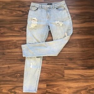 Light wash ripped boyfriend jeans